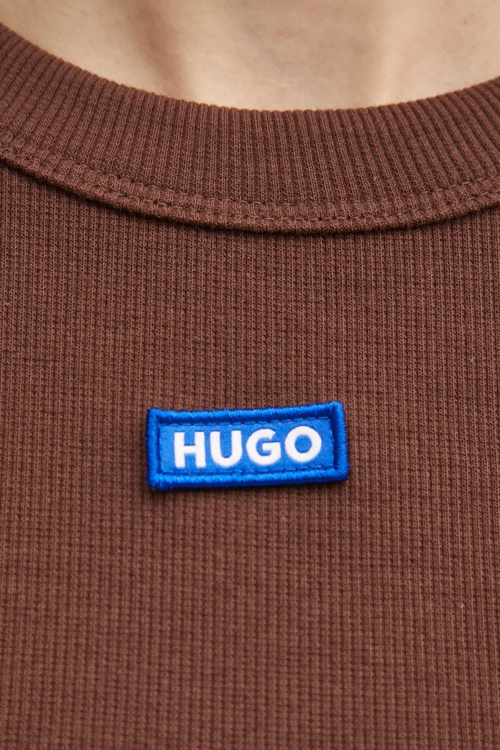 HUGO Blue тениска дамска от памук с еластан Baby Tee_B 50510749 кафяв