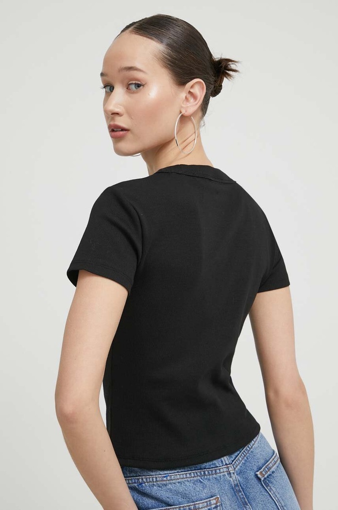 Oblečenie HUGO Blue tričko dámske bavlnené s elastanom Baby Tee_B 50510749 čierna