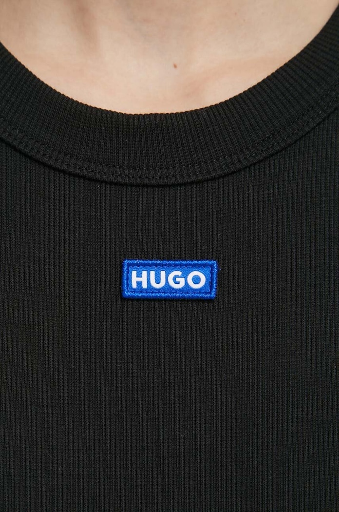 HUGO Blue tričko dámske bavlnené s elastanom Baby Tee_B 50510749 čierna