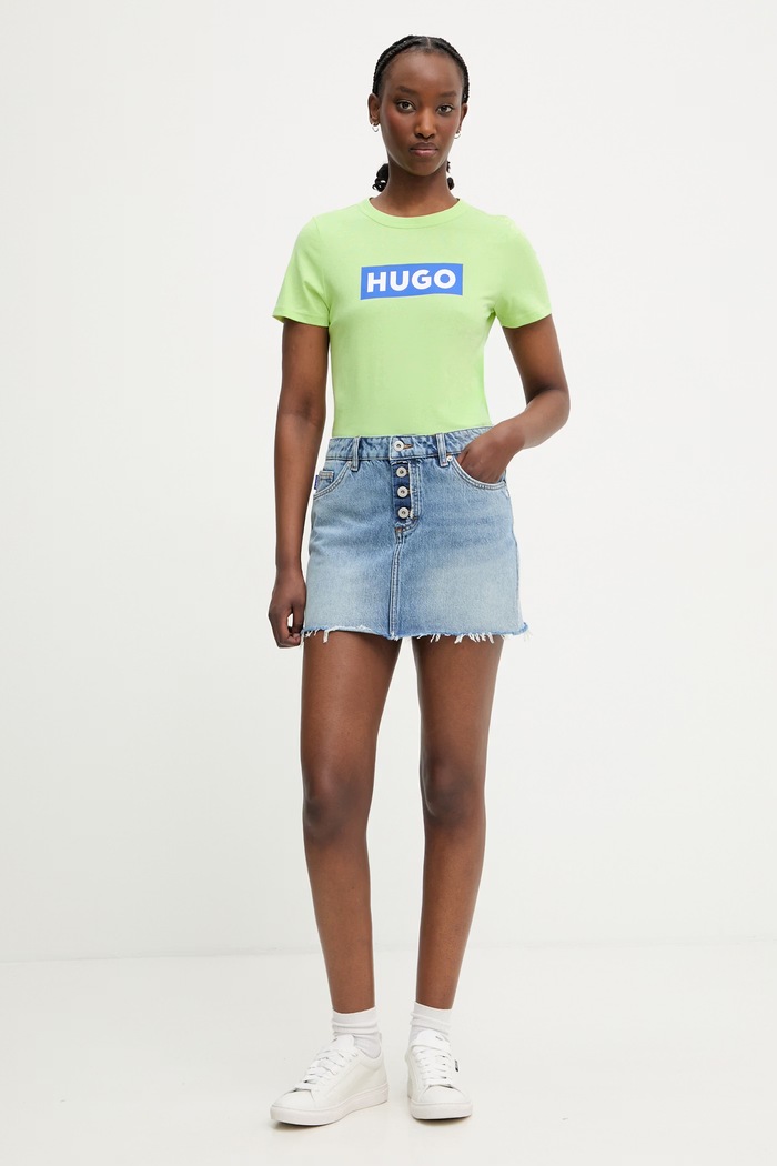 HUGO Blue basic t-shirt γυναικείο βαμβακερό Classic Tee_B 50510772 πράσινο SS26