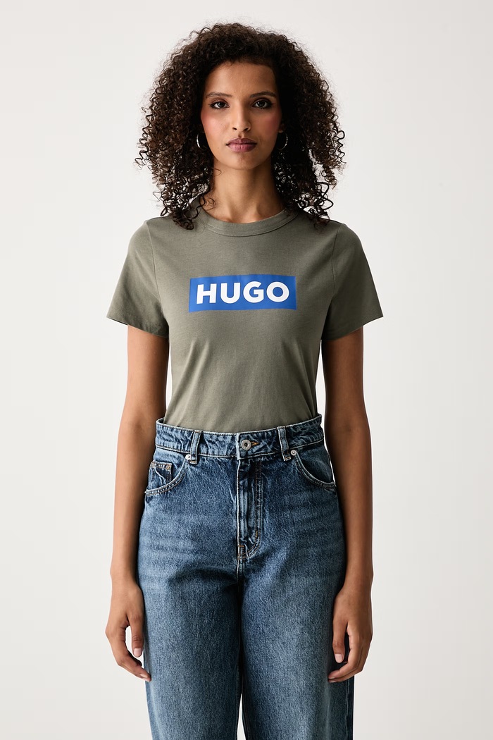 HUGO Blue Basic tričko dámske bavlnené Classic Tee_B zelená 50510772