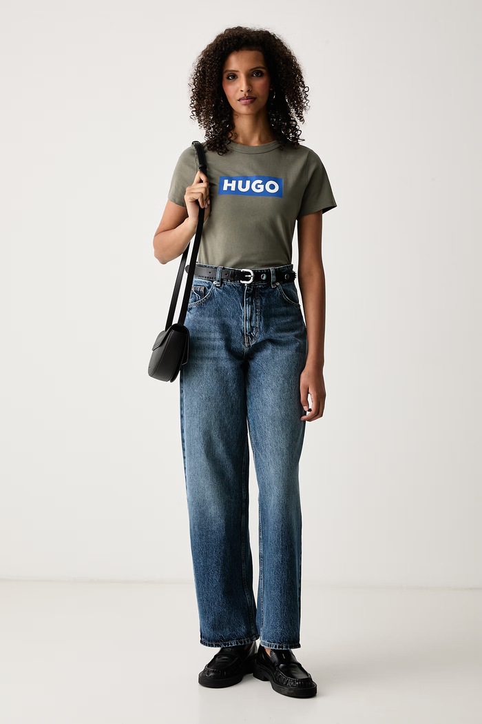 HUGO Blue Basic tričko dámske bavlnené Classic Tee_B 50510772 zelená SS26