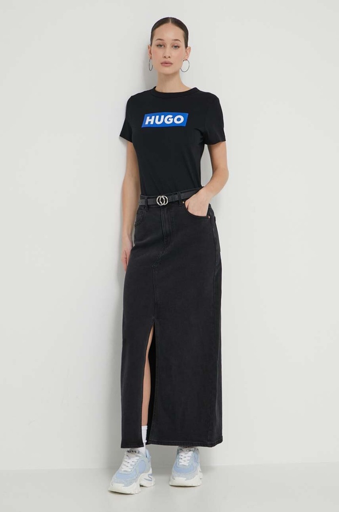 HUGO Blue basic t-shirt γυναικείο βαμβακερό Classic Tee_B 50510772 μαύρο SS26