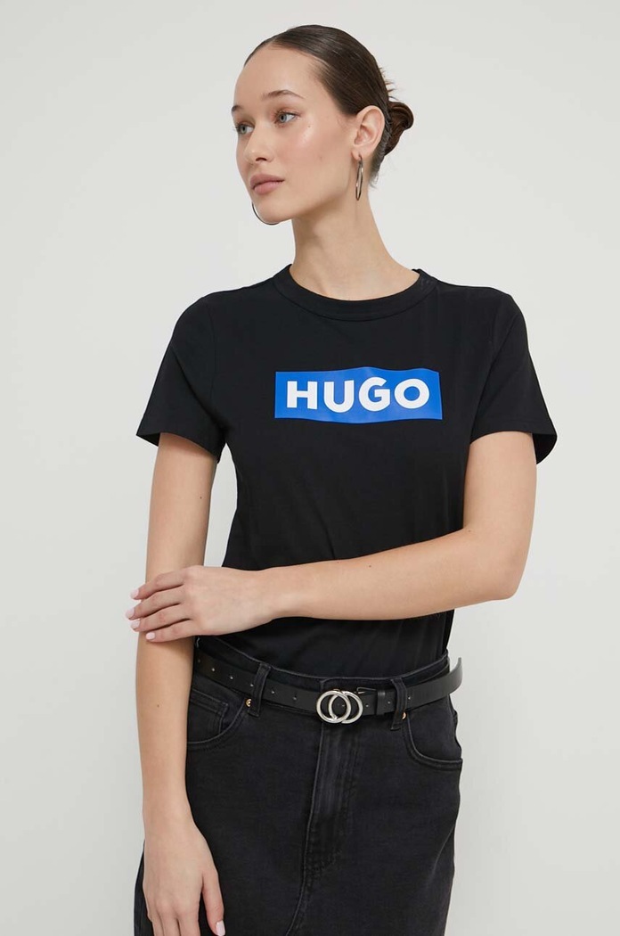 HUGO Blue basic t-shirt γυναικείο βαμβακερό Classic Tee_B μαύρο 50510772