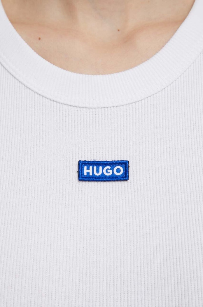 HUGO Blue crop top női pamut elasztánnal Baby Tank_B 50511450 fehér