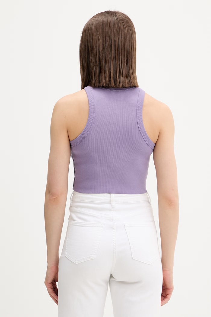 Oblečenie HUGO Blue crop top dámsky bavlnený s elastanom Baby Tank_B 50511450 fialová