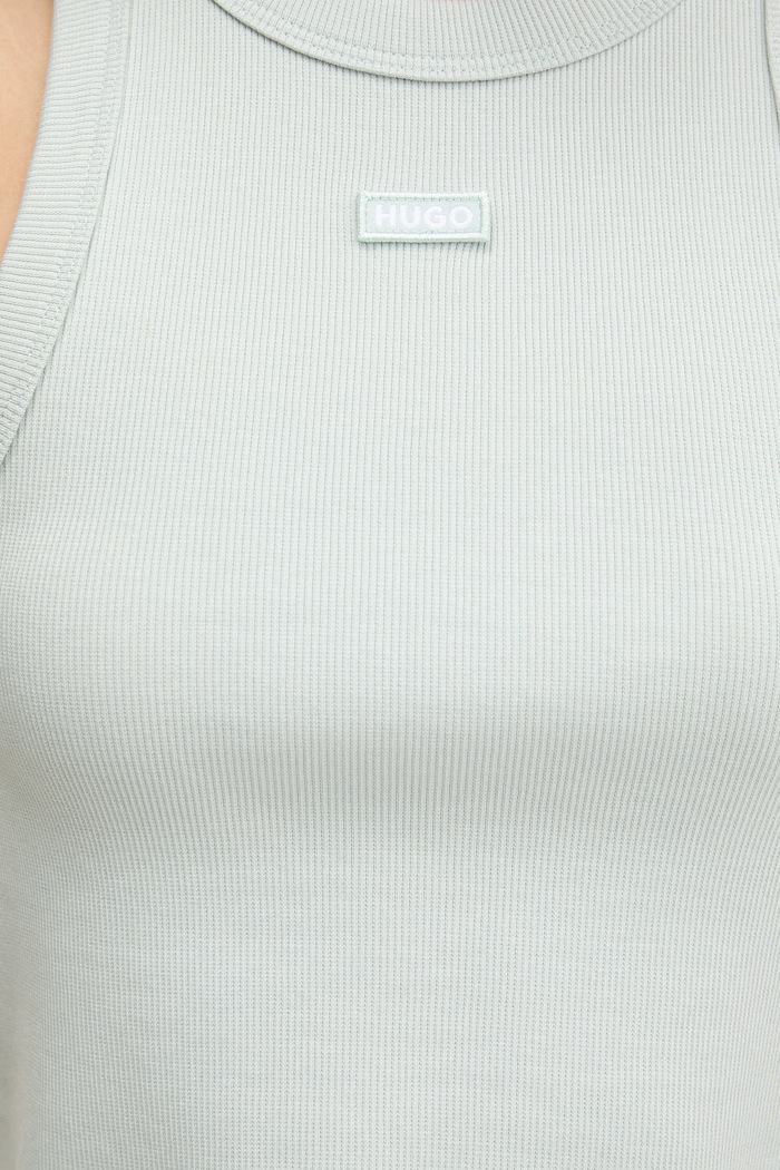 HUGO Blue crop top damski bawełniany z elastanem Baby Tank_B 50511450 zielony