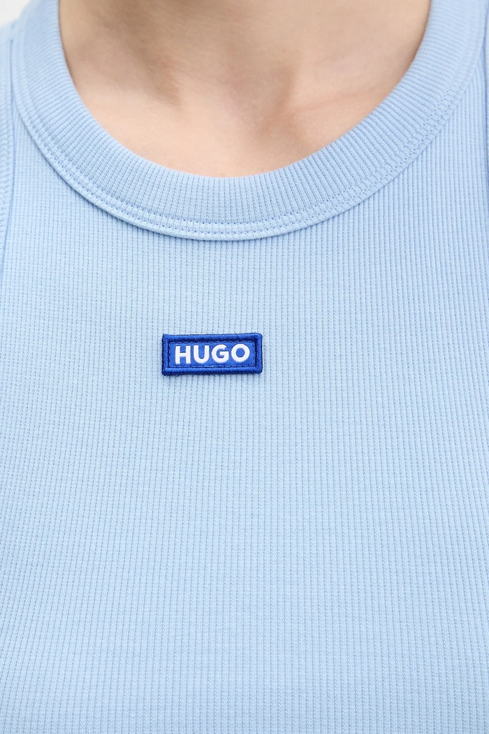 HUGO Blue dámsky crop top bavlnený s elastanom Baby Tank_B 50511450 modrá