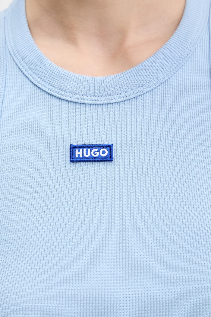 HUGO Blue dámsky crop top bavlnený s elastanom Baby Tank_B 50511450 modrá