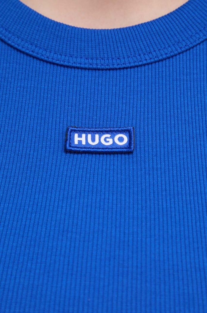HUGO Blue crop top pentru femei din bumbac cu elastan Baby Tank_B 50511450 albastru