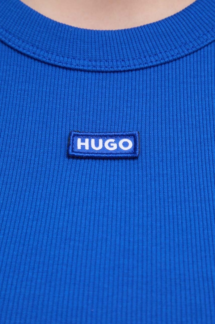 HUGO Blue crop top pentru femei din bumbac cu elastan Baby Tank_B 50511450 albastru