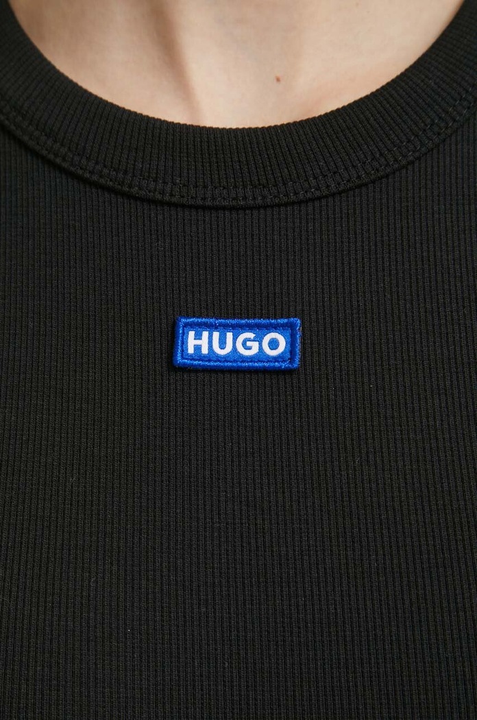 HUGO Blue crop top dámský bavlněný s elastanem Baby Tank_B 50511450 černá