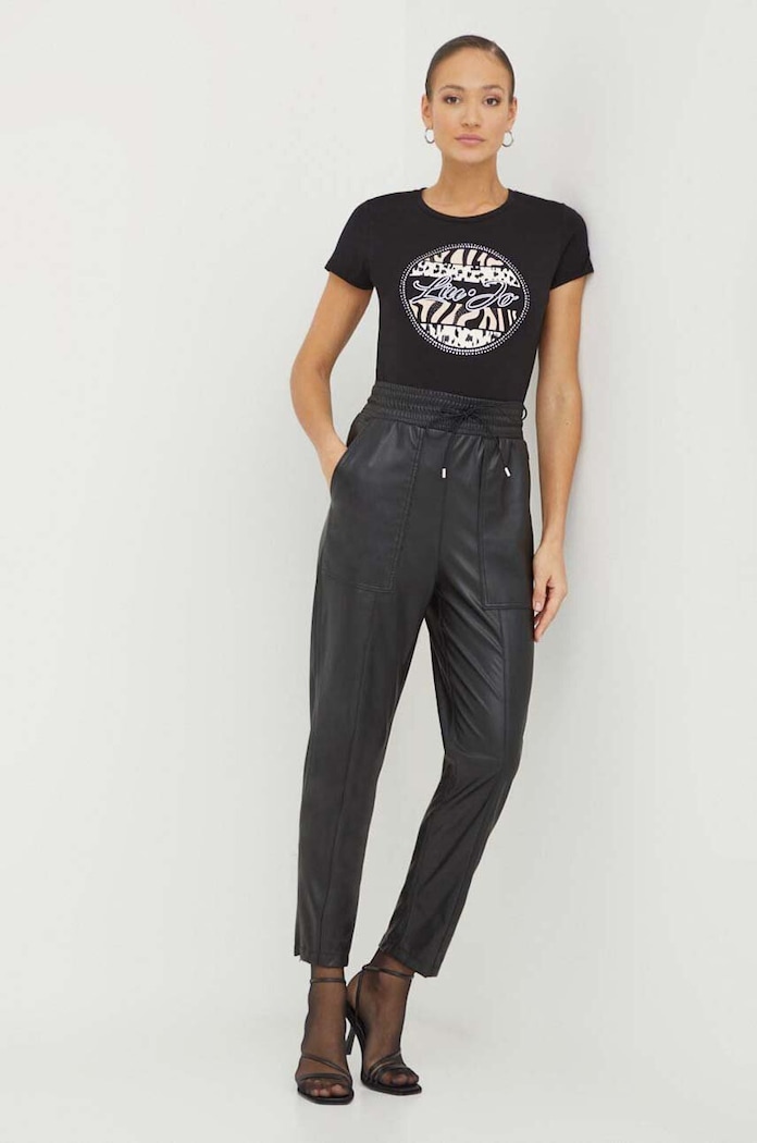 Liu Jo t-shirt bawełniany nadruk czarny WA4108.JS923