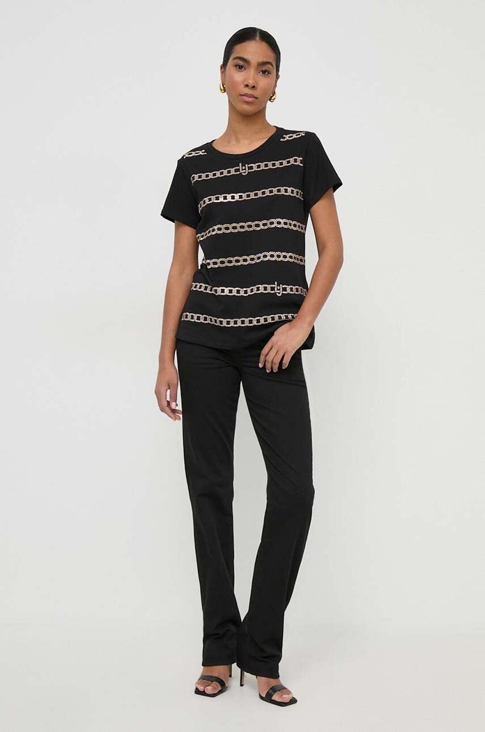 Liu Jo t-shirt bawełniany TA4197.J6040 czarny SS24