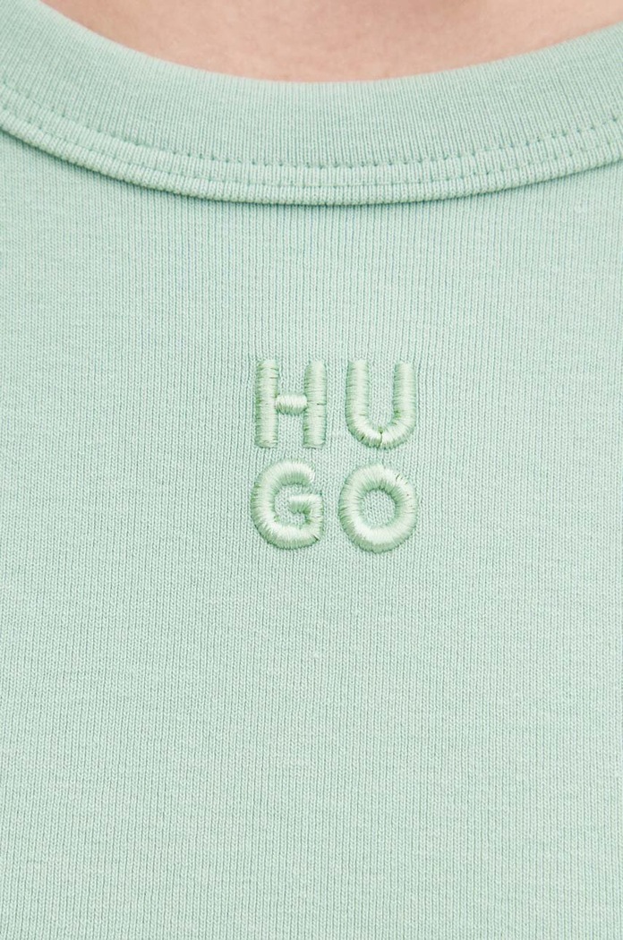 HUGO crop top damski bawełniany Delanor 50512000 zielony