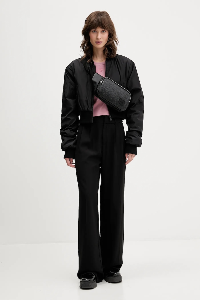 HUGO crop top dámsky z bavlny Delanor 50512000 ružová SS26