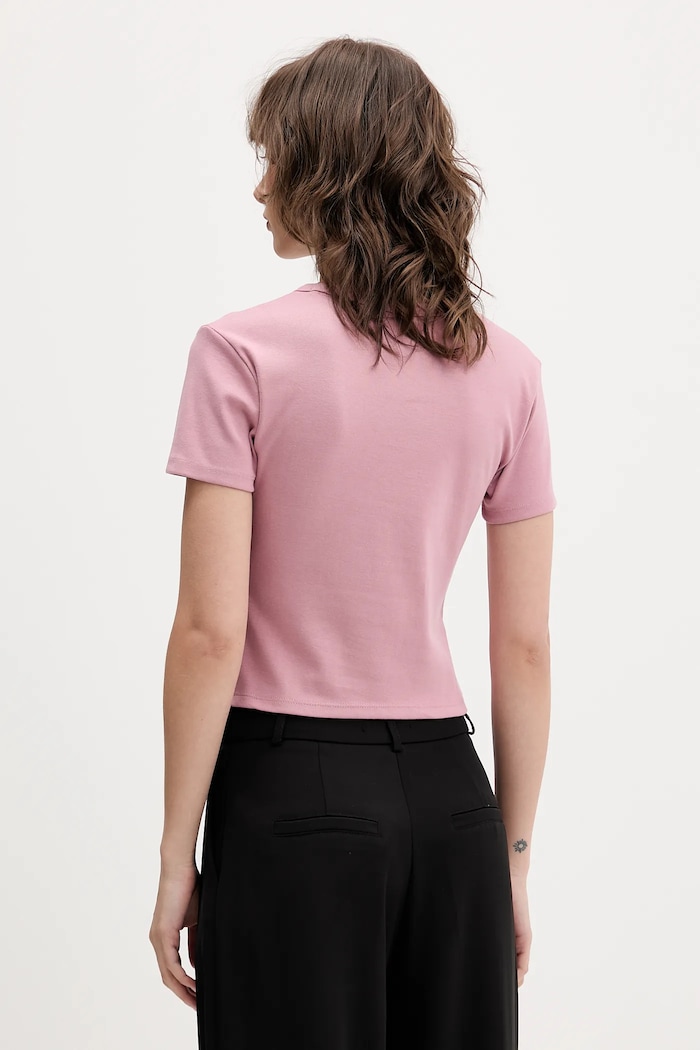 Oblečenie HUGO crop top dámsky z bavlny Delanor 50512000 ružová