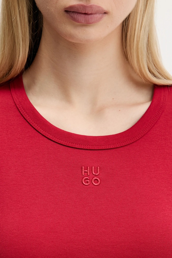 HUGO crop top dámsky s bavlnou Delanor 50512000 červená