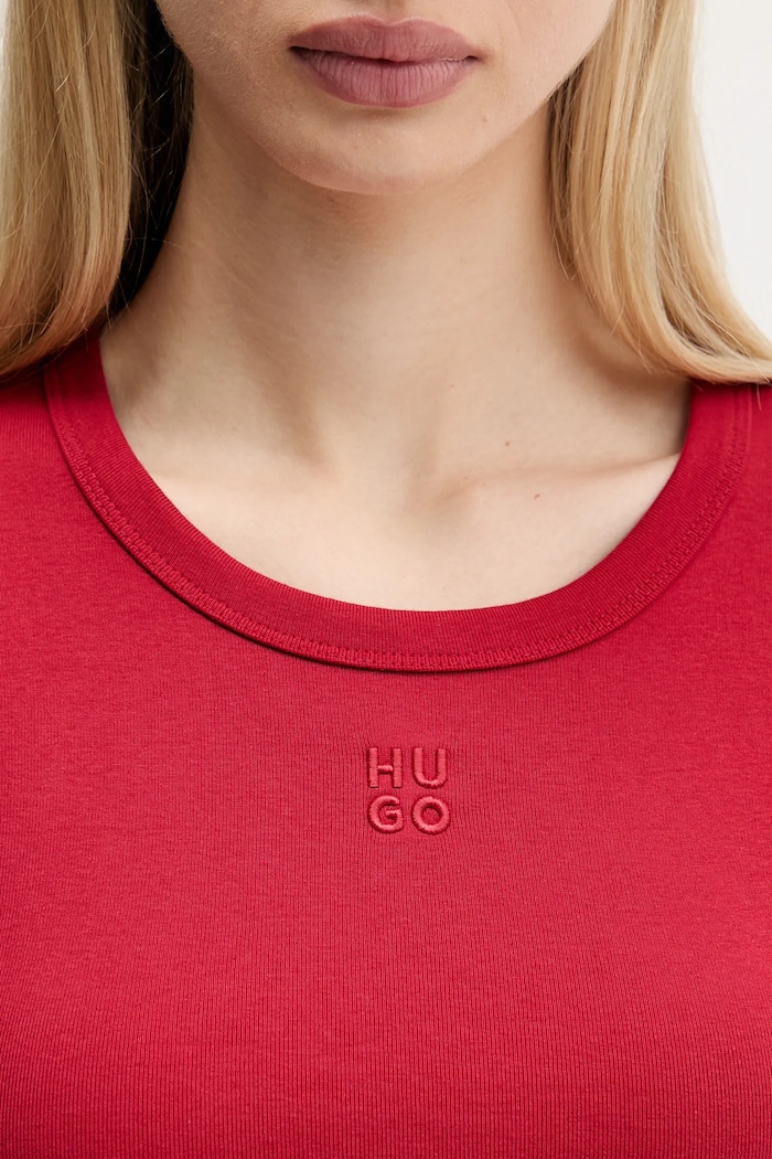 HUGO crop top dámsky s bavlnou Delanor 50512000 červená