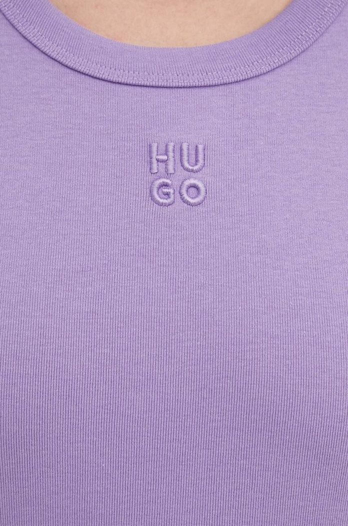 HUGO crop top damski z bawełną Delanor 50512000 fioletowy