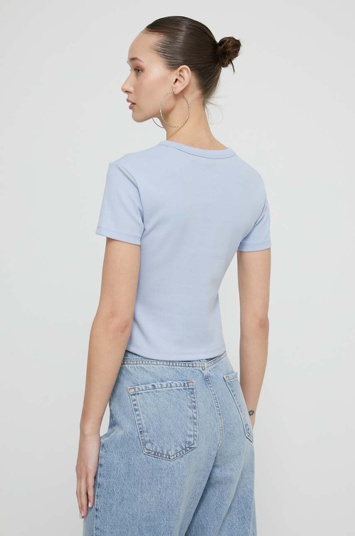 Oblečenie HUGO crop top dámsky s bavlnou Delanor 50512000 modrá