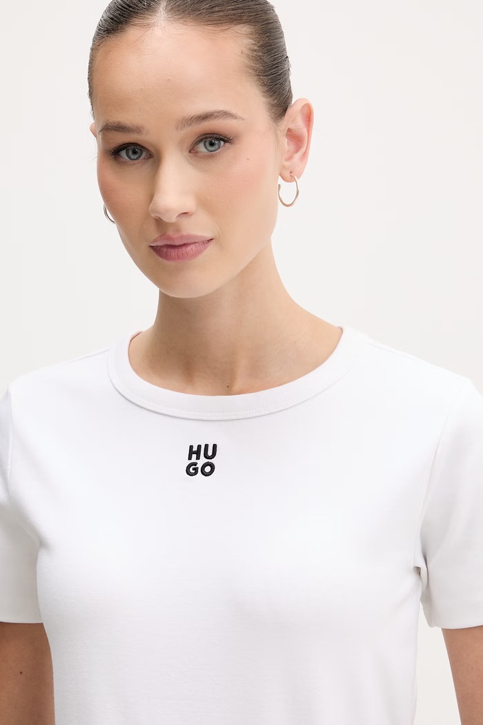 HUGO t-shirt γυναικείο με βαμβάκι Deloris λευκό 50512002