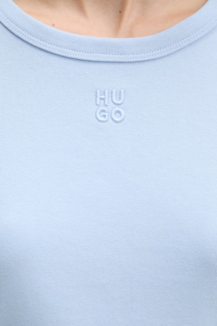 HUGO tricou de femei din bumbac Deloris 50512002 albastru