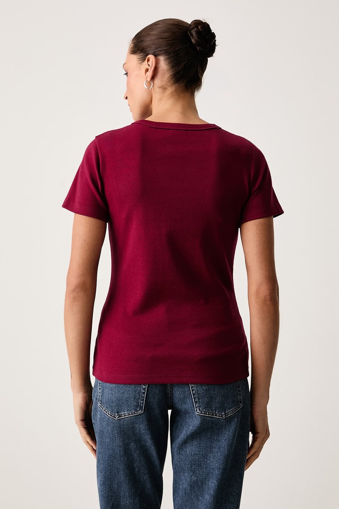 Odzież HUGO T-shirt damski z bawełną Deloris 50512002 bordowy