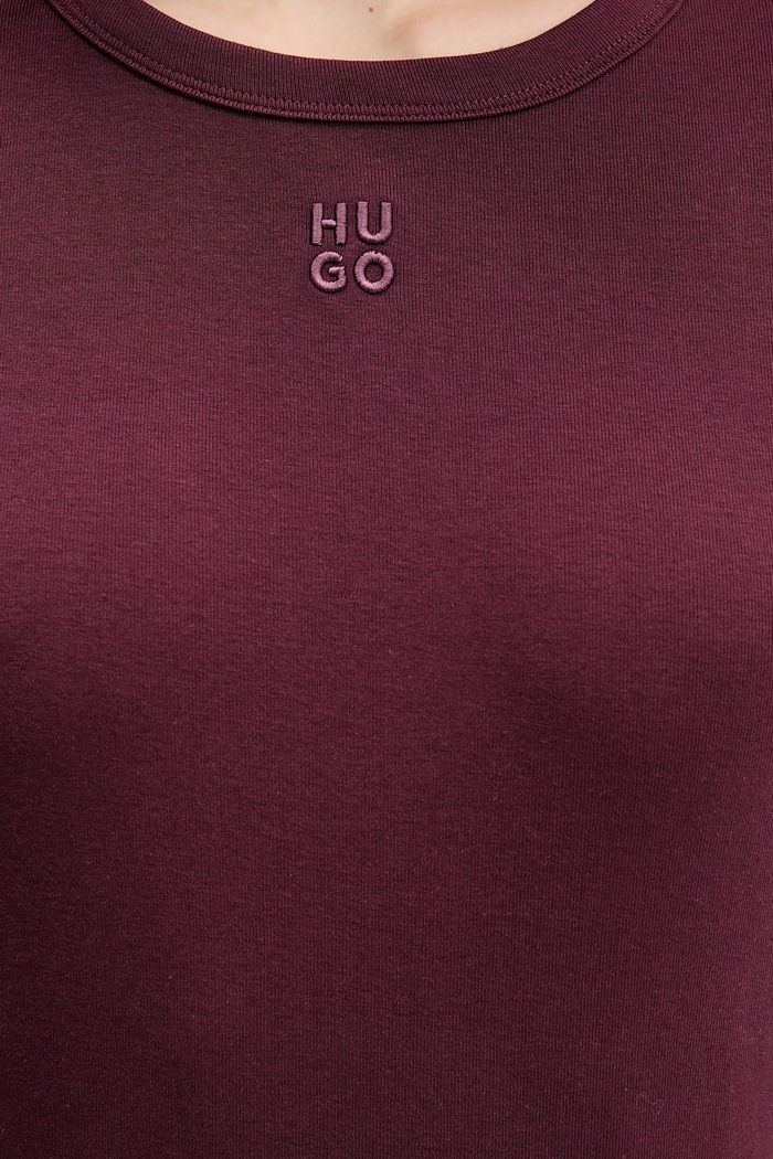 HUGO tricou damă cu bumbac Deloris 50512002 burgundia