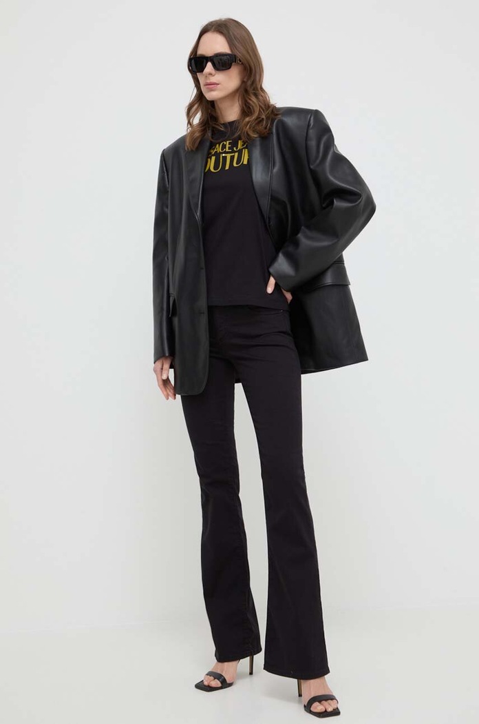 Bavlněné tričko Versace Jeans Couture 76HAHG03.CJ00G černá SS24