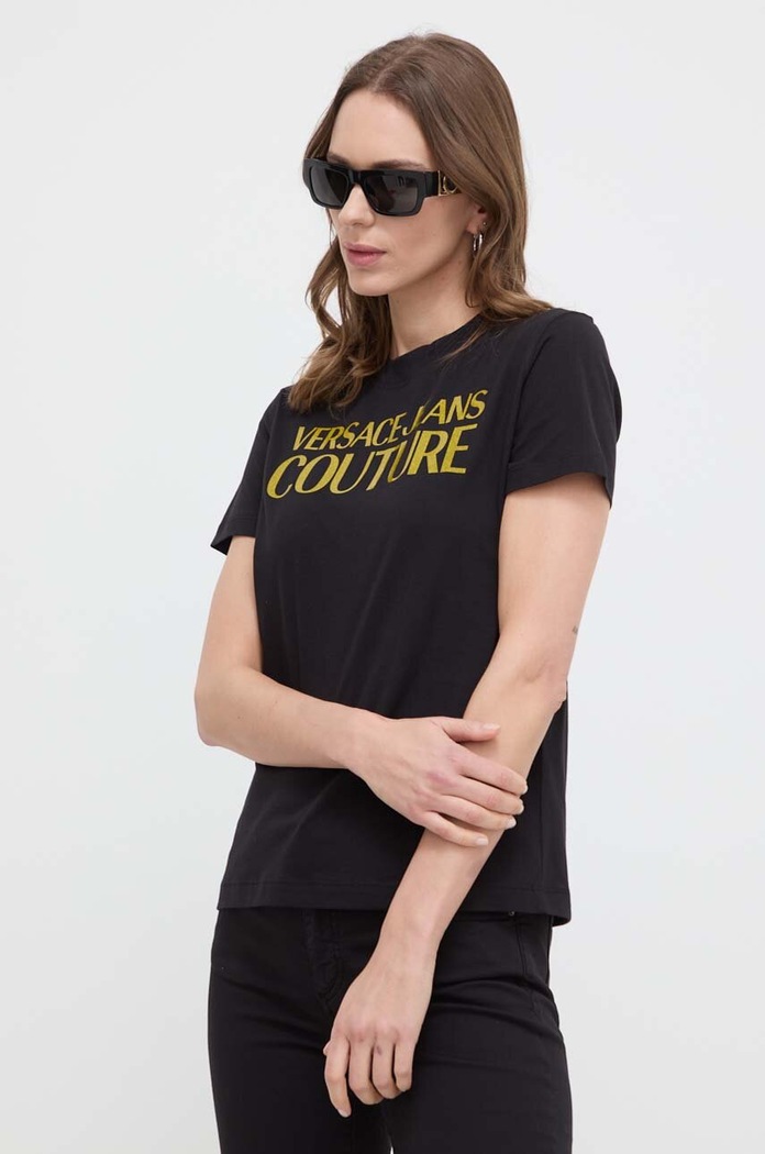 Bavlněné tričko Versace Jeans Couture černá 76HAHG03.CJ00G