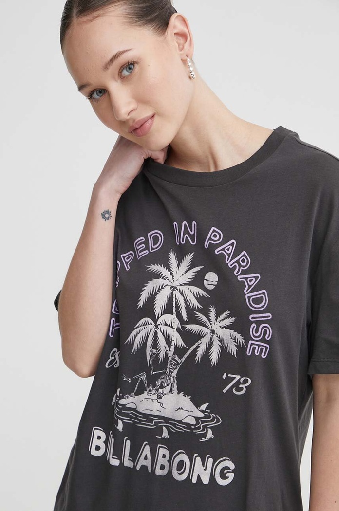 Billabong t-shirt bawełniany nadruk szary EBJZT00255