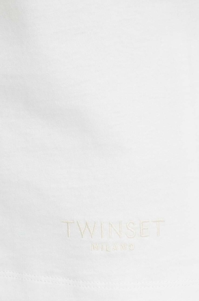 Twinset t-shirt bawełniany 241TT2411 beżowy