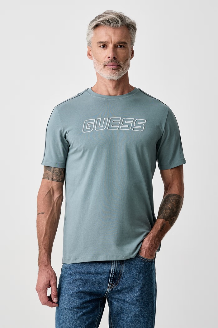 Guess T-shirt męski z bawełną ARLO niebieski Z4GI18.J1314