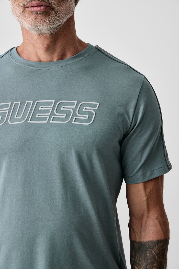 Odzież Guess T-shirt męski z bawełną ARLO Z4GI18.J1314 niebieski