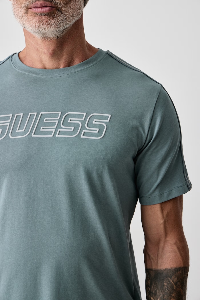 Odzież Guess T-shirt męski z bawełną ARLO Z4GI18.J1314 niebieski