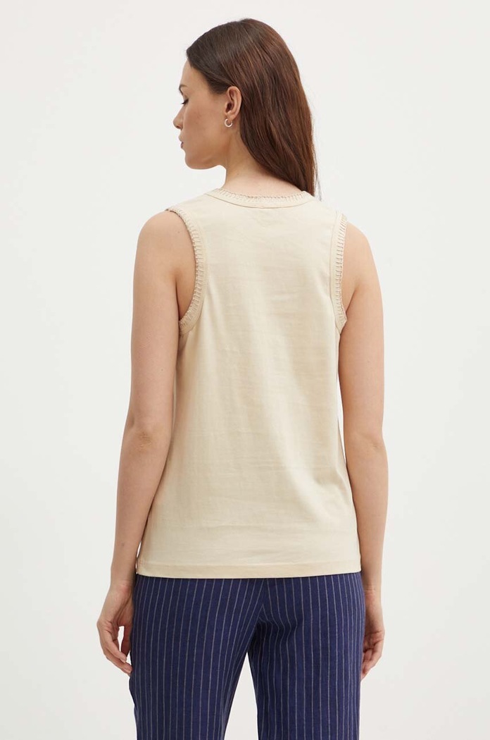 Ρούχα Βαμβακερό τοπ United Colors of Benetton 34G7DH00W μπεζ