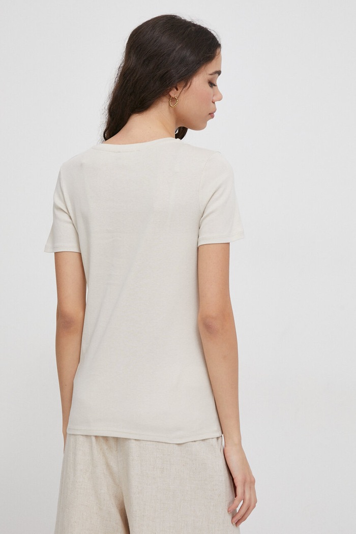 Дрехи Памучна тениска United Colors of Benetton 3GA2E4230 бежов