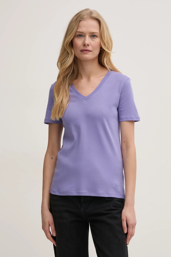 Памучна тениска United Colors of Benetton стандартна виолетов 3GA2E4230