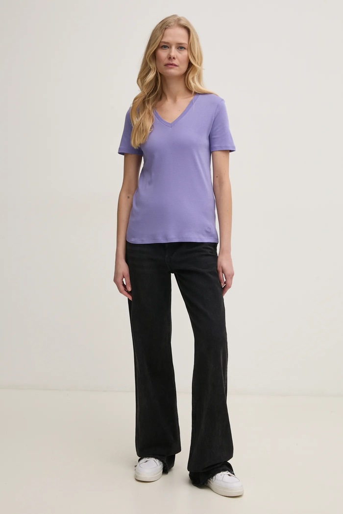 Памучна тениска United Colors of Benetton 3GA2E4230 виолетов AA00