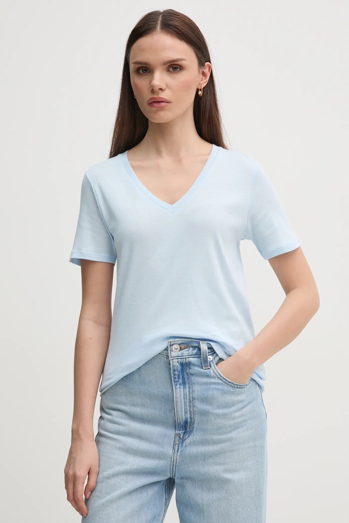 Памучна тениска United Colors of Benetton стандартна син 3GA2E4230
