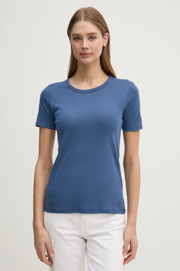 Памучна тениска United Colors of Benetton стандартна тъмносин 3GA2E16A0