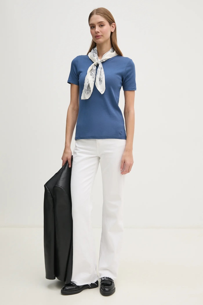 Памучна тениска United Colors of Benetton 3GA2E16A0 тъмносин AA00