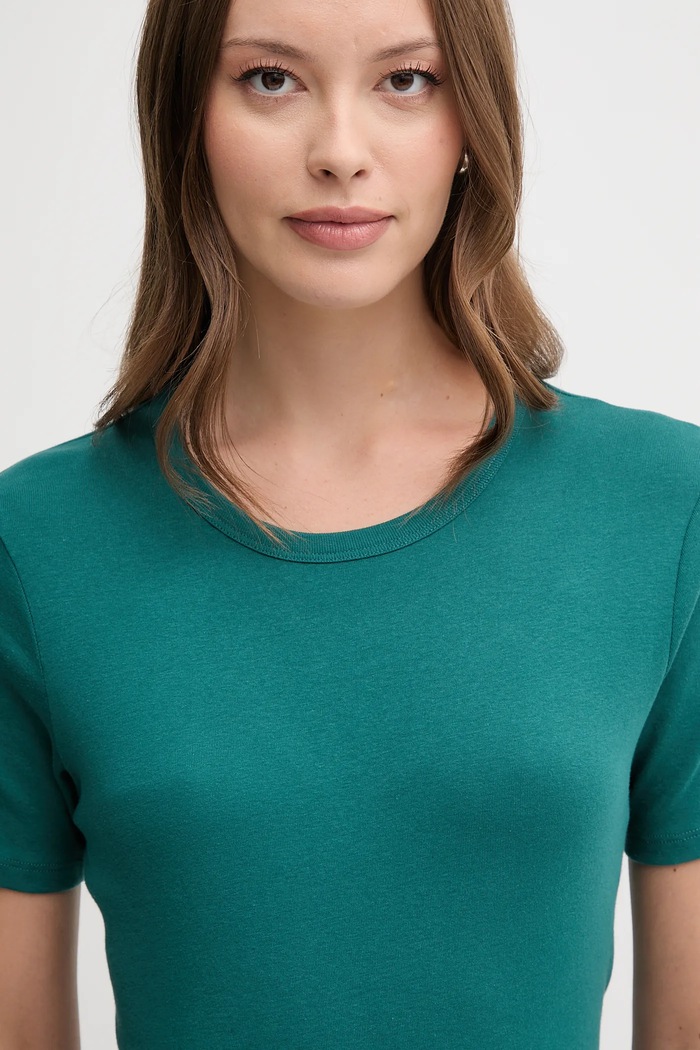 United Colors of Benetton t-shirt bawełniany turkusowy 3GA2E16A0