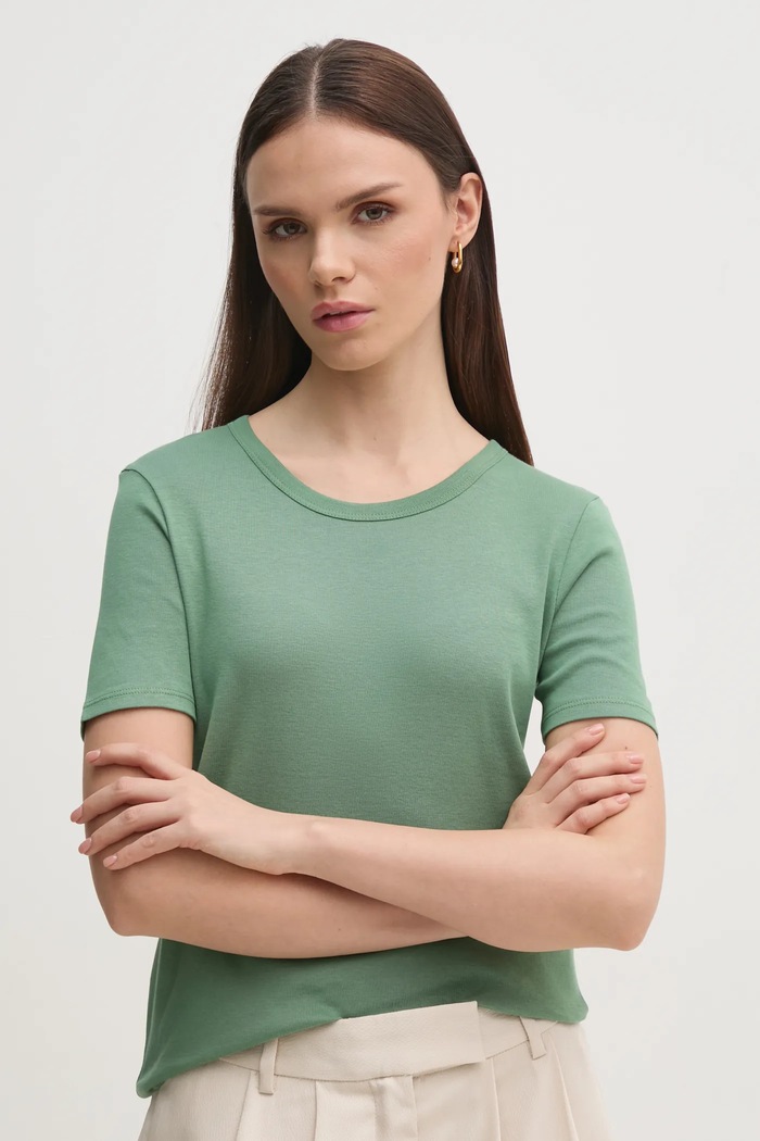 Памучна тениска United Colors of Benetton стандартна зелен 3GA2E16A0