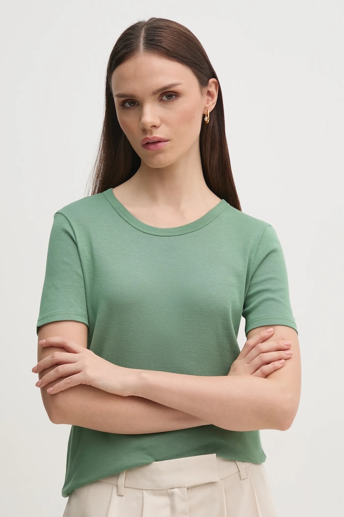 Памучна тениска United Colors of Benetton стандартна зелен 3GA2E16A0