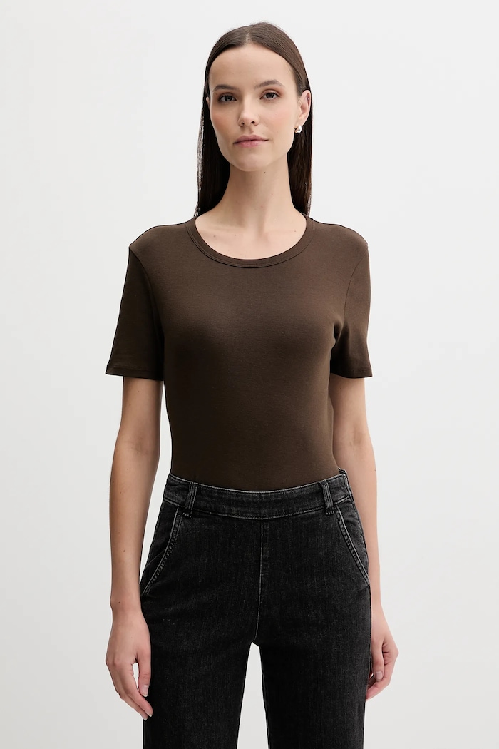United Colors of Benetton Βαμβακερό μπλουζάκι United Colors of Benetton καφέ 3GA2E16A0