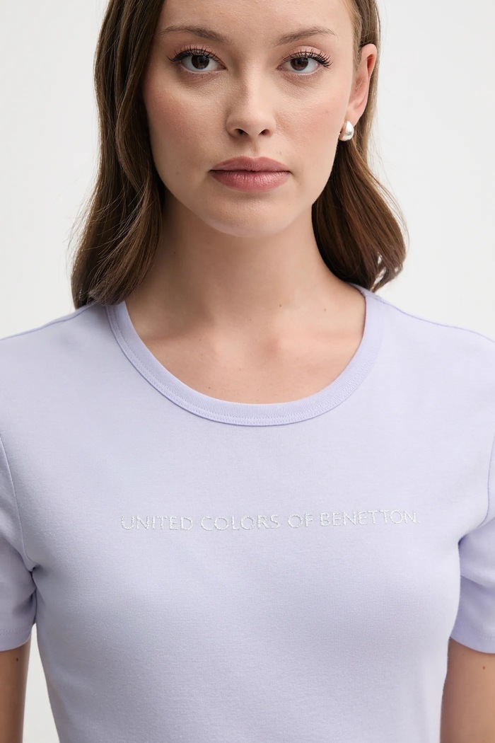 United Colors of Benetton t-shirt bawełniany fioletowy 3GA2E16A2