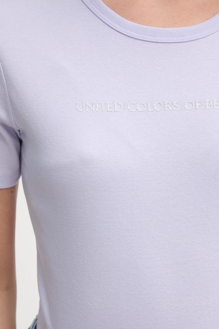 United Colors of Benetton t-shirt bawełniany 3GA2E16A2 fioletowy