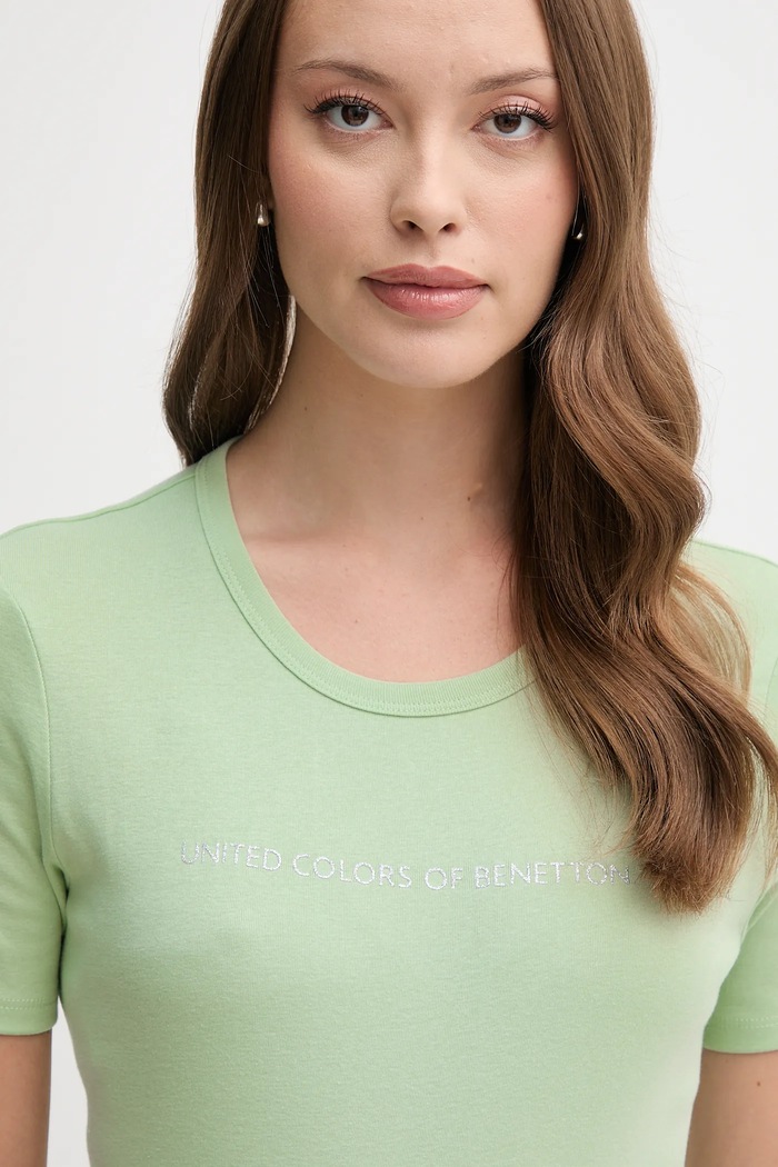 United Colors of Benetton t-shirt bawełniany zielony 3GA2E16A2